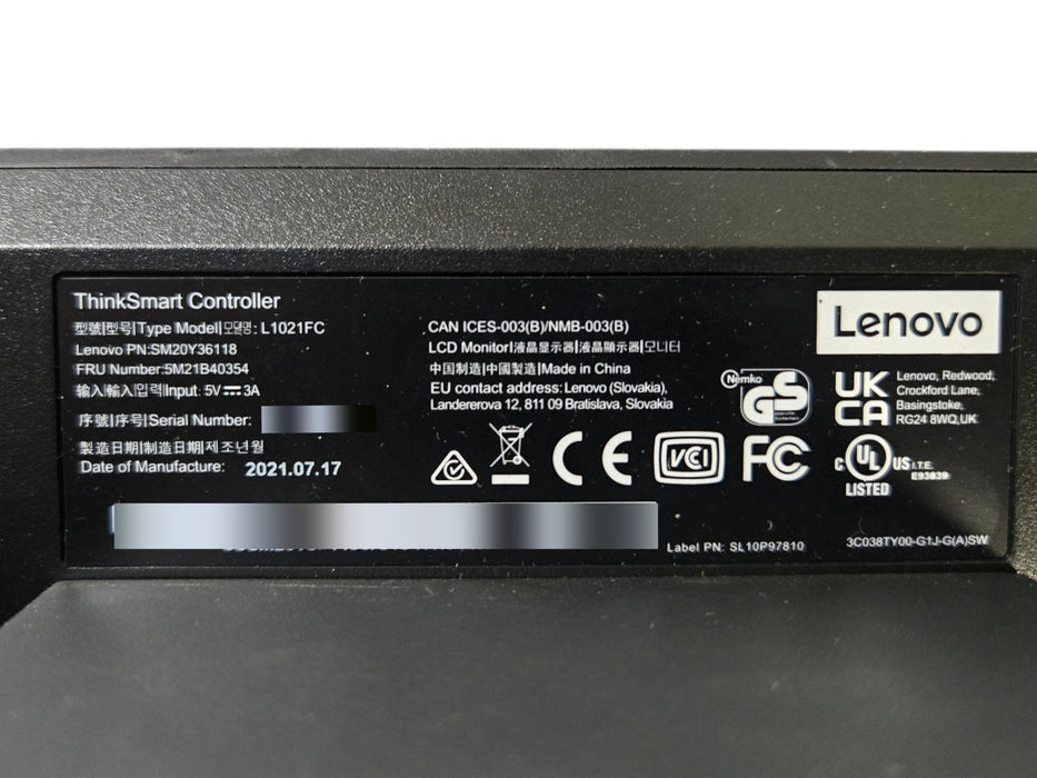 Lenovo ThinkSmart Controller L1021FC Touch Screen Display with Cable