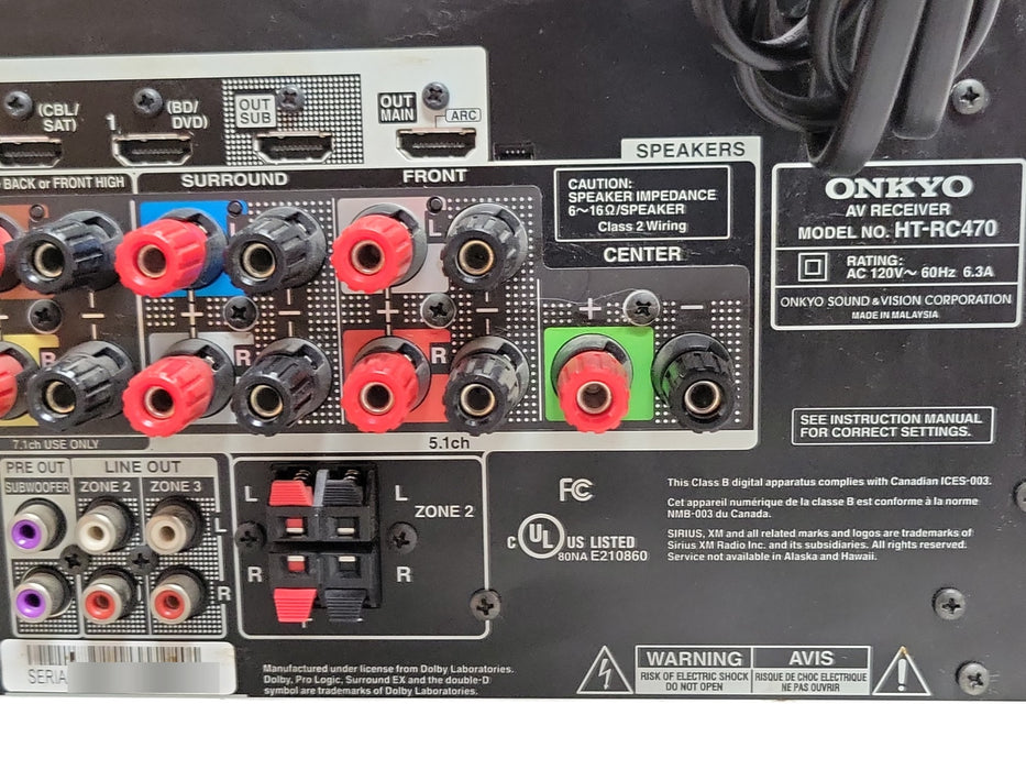 Onkyo HT-RC470 AV Receiver, No Remote, READ (READ)