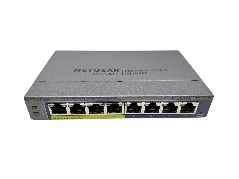 Netgear ProSAFE GS108PEv3 - 8-Port Gigabit Plus Switch with 4-Port PoE
