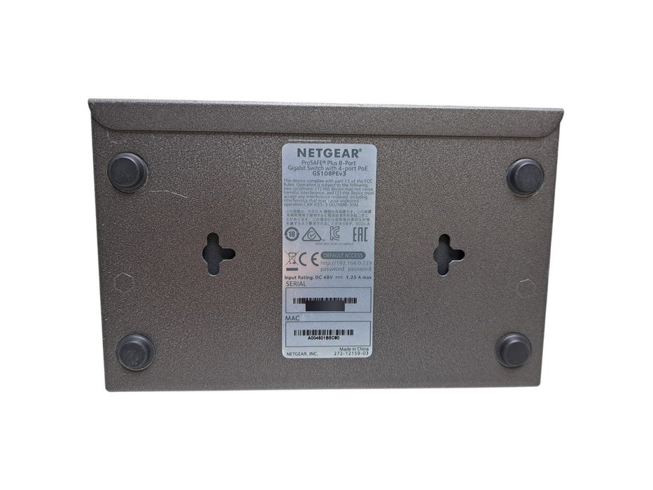 Netgear ProSAFE GS108PEv3 - 8-Port Gigabit Plus Switch with 4-Port PoE