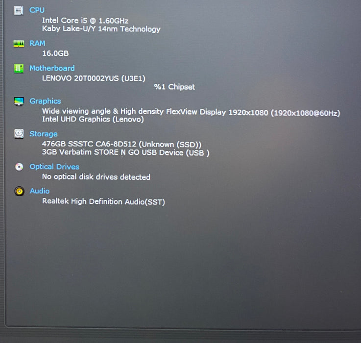 Lenovo ThinkPad T14s Gen 1 Intel Core i5-10210U 1.60GHz 16GB RAM 512GB SSD