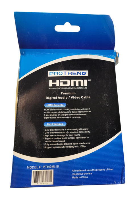 PROTREND PTHDMI16 - 16ft HDMI 1.3 1080p Digital Audio/Video Cable