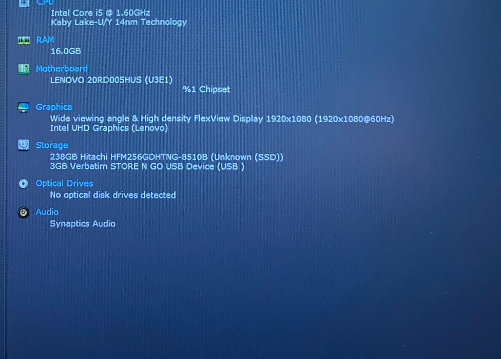 Lenovo ThinkPad E15 Intel Core i5-10210U 1.60GHz 16GB RAM 256GB SSD