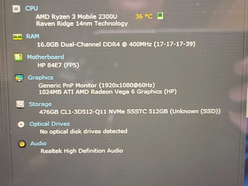 HP Pavilion 15-cw0017ca| Ryzen 3 2300U| 16GB DDR4| 512GB SSD NO BATTERY  Î² BudLap