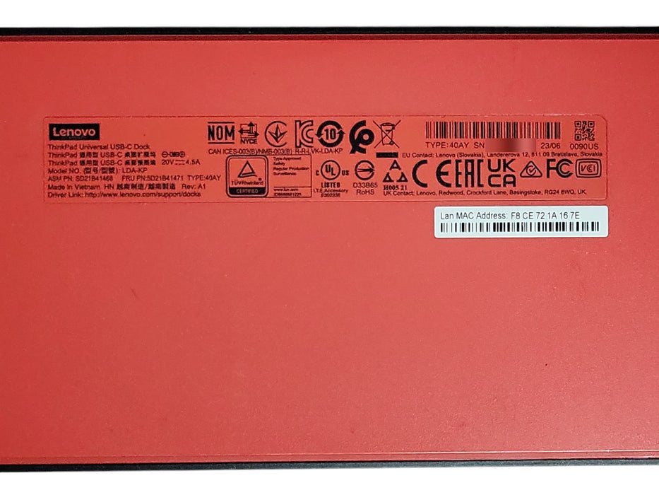 Lenovo ThinkPad Universal USB-C Dock 40AY only