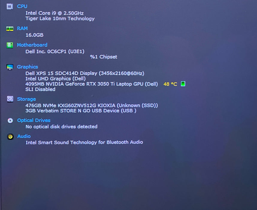 Dell XPS 15 9510 4K TOUCH i9-11900H RTX3050 4GB GPU 16GB RAM 512GB SSD READ!