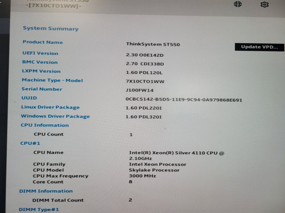 Lenovo ThinkSystem ST550 - Xeon Silver 4110 32GB RAM RAID 530-8i 2x 750W