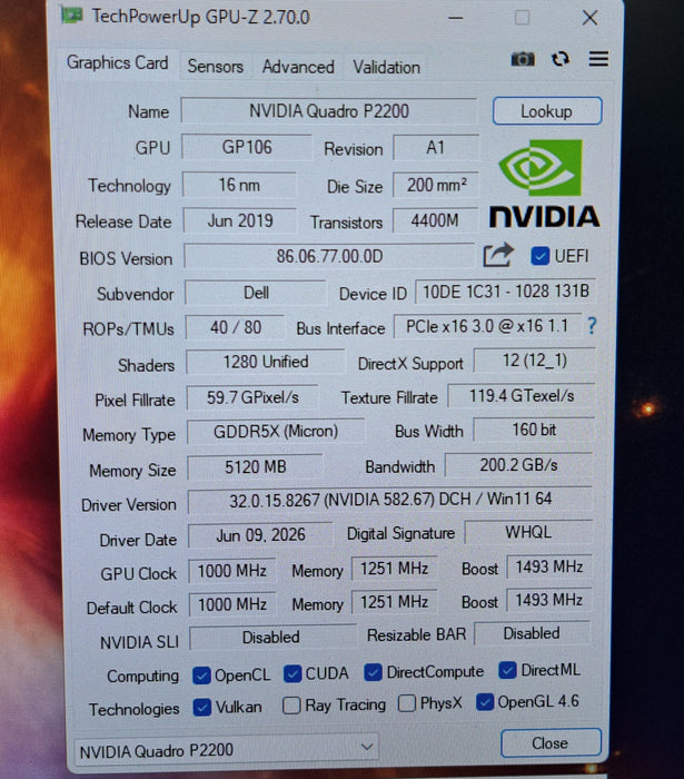 NVIDIA Quadro P2200 5GB GDDR5X Graphics Card 4x DisplayPort