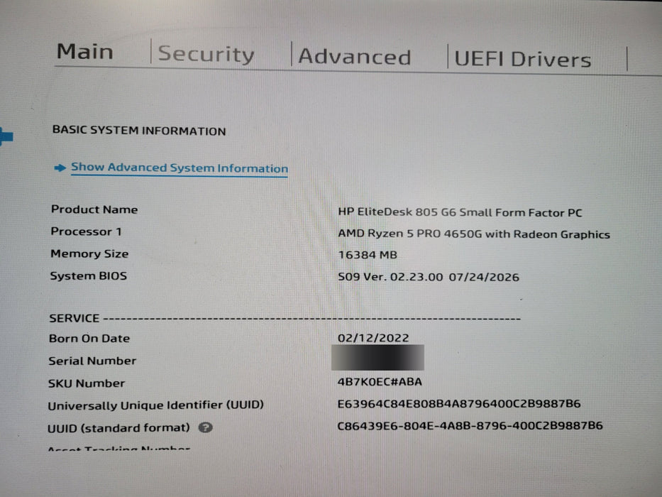 HP EliteDesk 805 G6 SFF - AMD Ryzen 5 PRO 4650G 16GB RAM 256GB NVMe