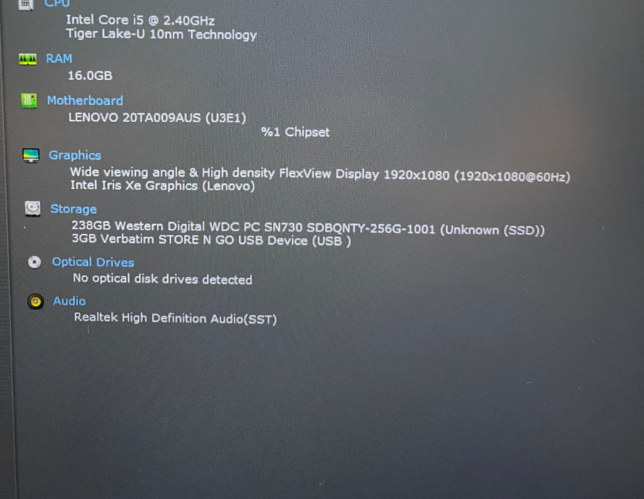 Lenovo ThinkPad E14 Intel Core i5-1135G7 2.40GHz 16GB RAM 256GB SSD