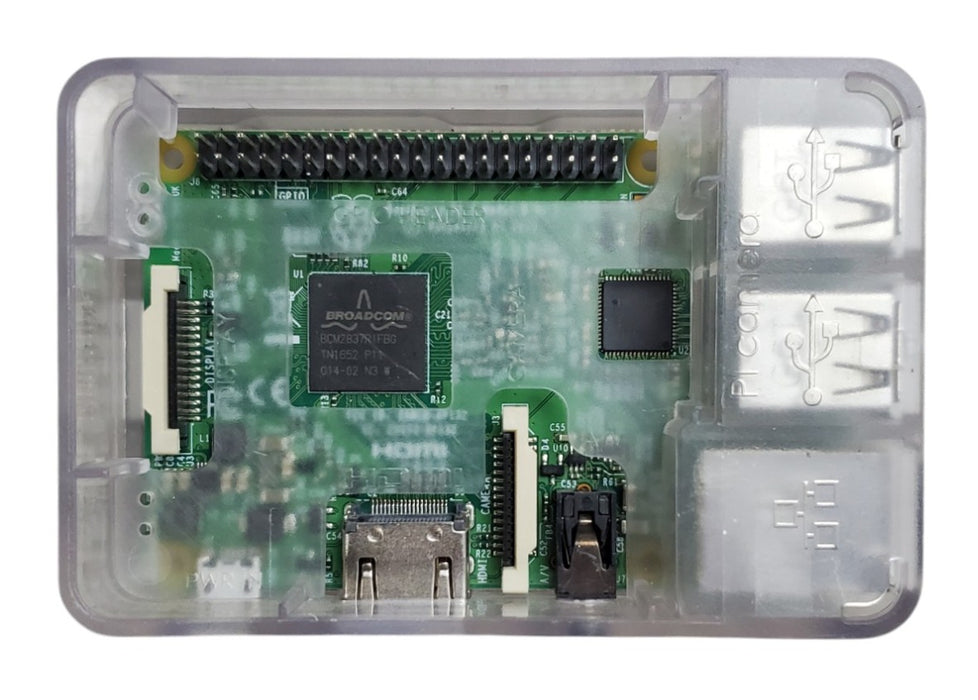 Raspberry Pi 3 Model B V1.2 Single Board Computer in Clear Case