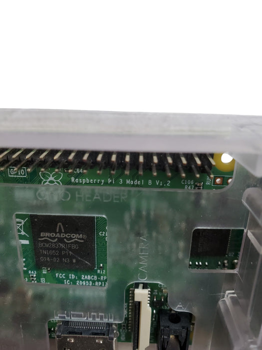 Raspberry Pi 3 Model B V1.2 Single Board Computer in Clear Case