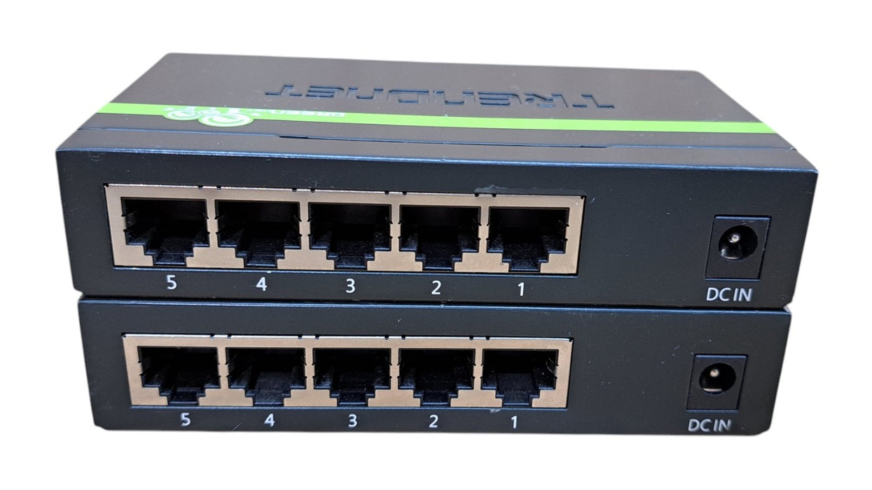 Lot of 2x TRENDnet TE100-S50g 5-Port 10/100Mpbs GREENnet Switch