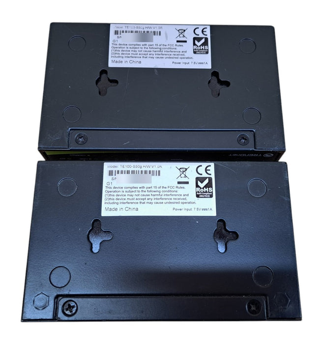 Lot of 2x TRENDnet TE100-S50g 5-Port 10/100Mpbs GREENnet Switch