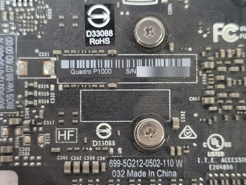 Dell NVIDIA Quadro P1000 4GB GDDR5 Graphics Card 059K0H FH Bracket