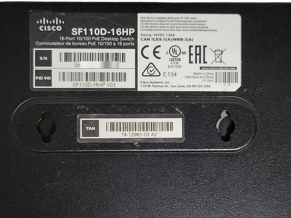 Cisco SF110D-16HP - 16-Port 10/100 PoE Desktop Switch (READ)