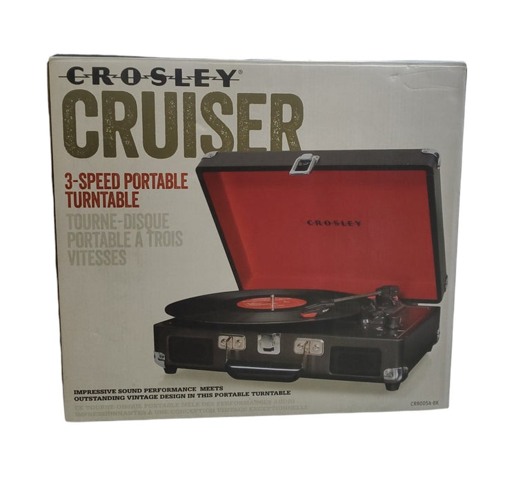 Crosley Cruiser CR8005A-BK - 3-Speed Portable Turntable Black