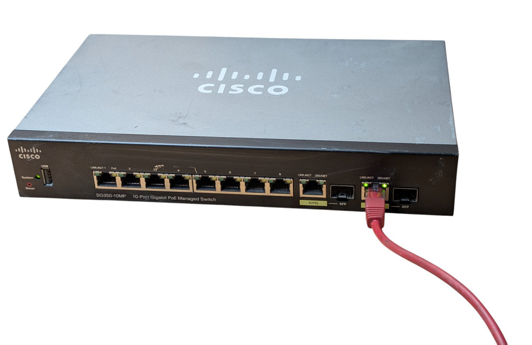 Cisco SG350-10MP - 10-Port Gigabit PoE Managed Switch with PoE PD IN