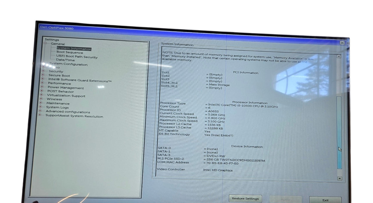 Dell OptiPlex 3080 Tower - Intel Core i5-10500 3.10GHz |8GB DDR4 | 256GB m.2