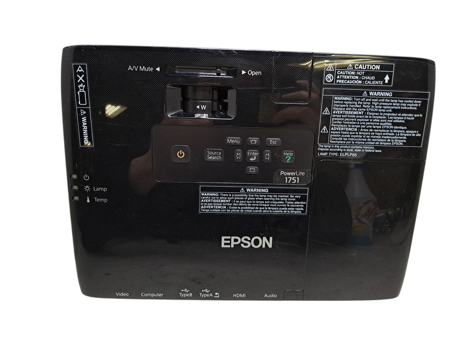 Epson PowerLite 1751 LCD Projector HDMI 3LCD Model H479A 123 Lamp Hours