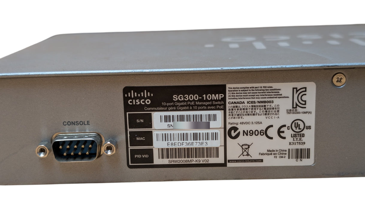 Cisco SG300-10MP - 10-Port Gigabit PoE Managed Switch