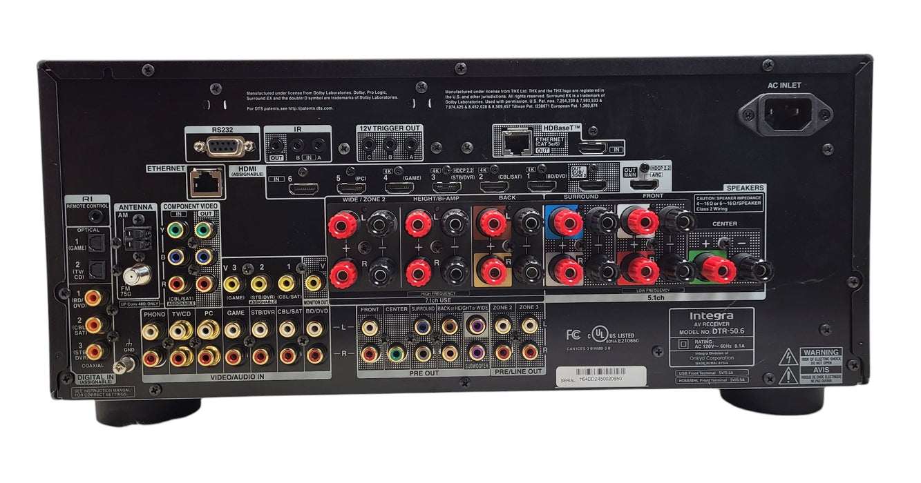 Integra DTR-50.6 - 7.2 Channel Network A/V Receiver THX Select2 Plus 4K HDMI