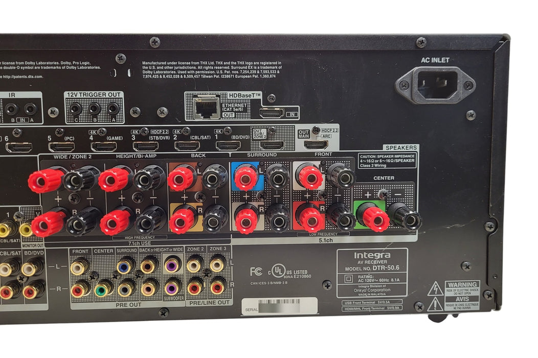 Integra DTR-50.6 - 7.2 Channel Network A/V Receiver THX Select2 Plus 4K HDMI