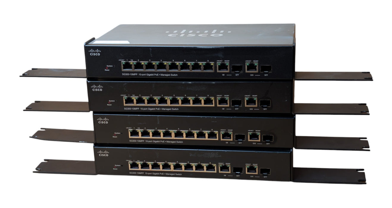 Cisco SG300-10MPP - 10-Port Gigabit PoE+ Managed Switch Lot of 4