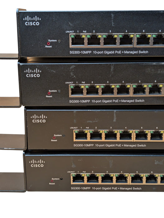 Cisco SG300-10MPP - 10-Port Gigabit PoE+ Managed Switch Lot of 4