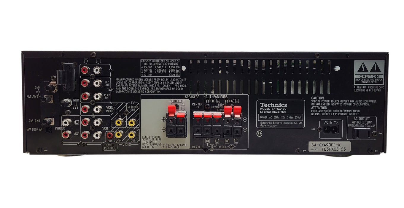 Technics SA-GX490 - AV Control Stereo Receiver Dolby Pro Logic