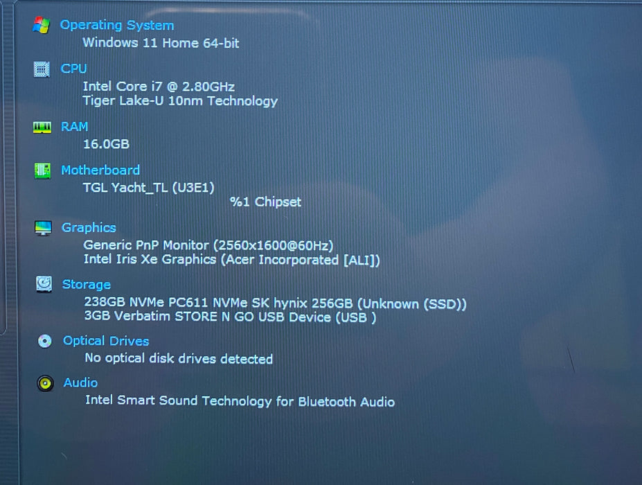 Acer Spin 3 SP313-51N "2K" TOUCH Intel Core i7-1165G7 2.80GHz 16GB RAM 256GB SSD