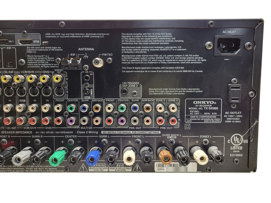 Onkyo TX-SR805 - 7.1 Channel THX Ultra2 Home Theater AV Receiver