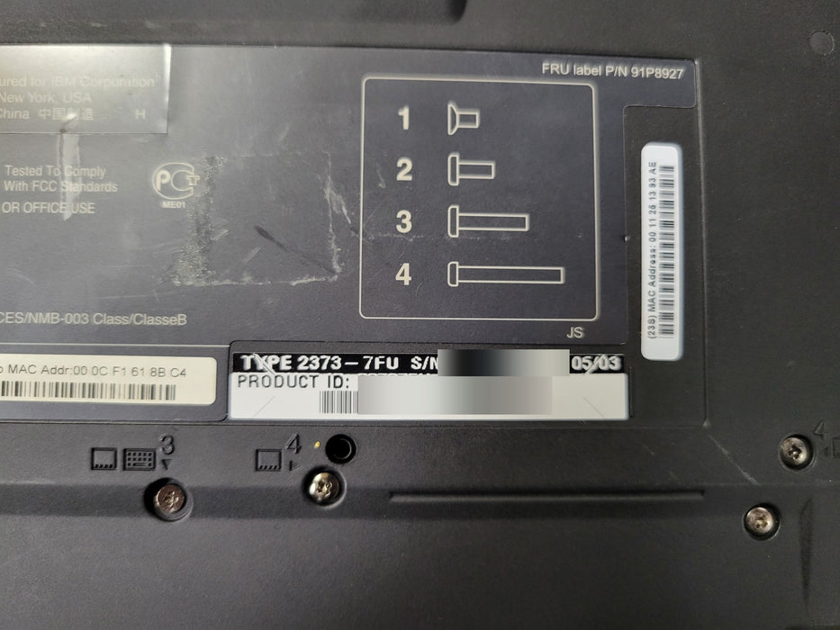 IBM ThinkPad T41 2373-7FU - Intel Pentium M 1.60GHz 512MB RAM No HDD Radeon 7500