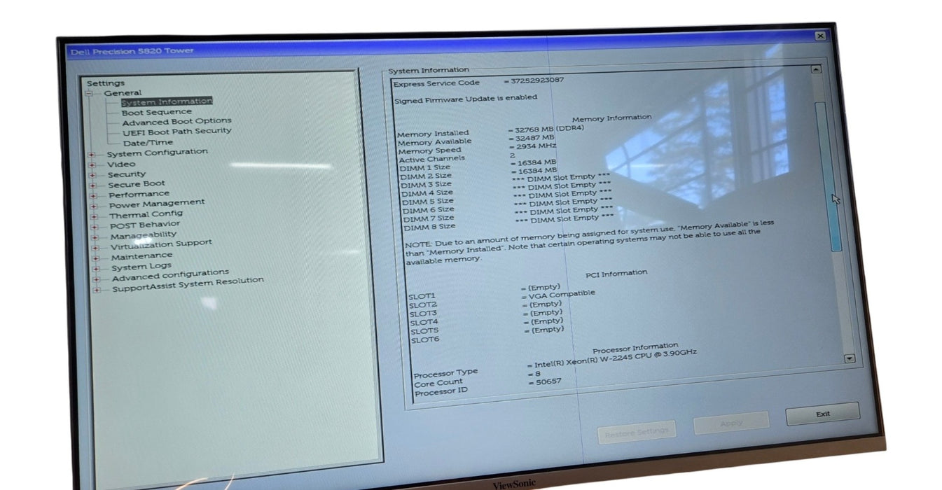 Dell Precision 5820 Tower - Xeon W-2245 3.90GHz 32GB RAM No HDD 950W