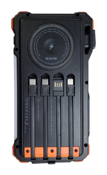BLAVOR PN-W30 - 20000mAh Solar Power Bank Qi Wireless Charger Built-in Cables