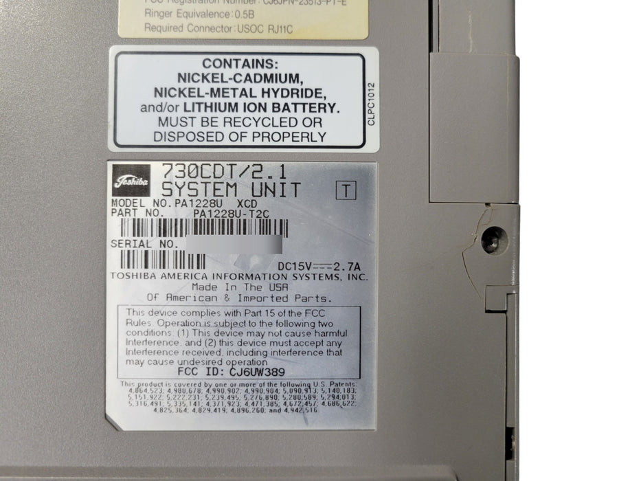 Toshiba Tecra 730CDT - Pentium 144MB RAM 2.1GB HDD CD-ROM