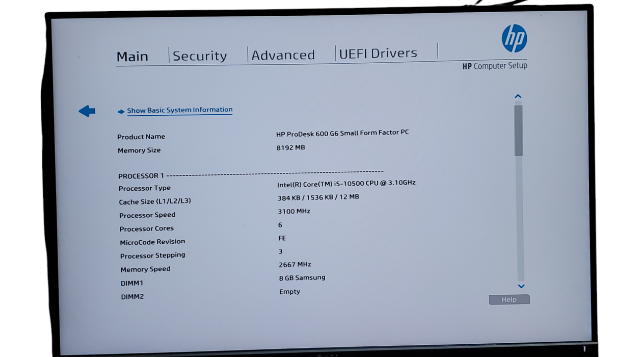 HP ProDesk 600 G6 SFF  i5-10500 3.10GHz 8GB RAM NO-HDD/SSD