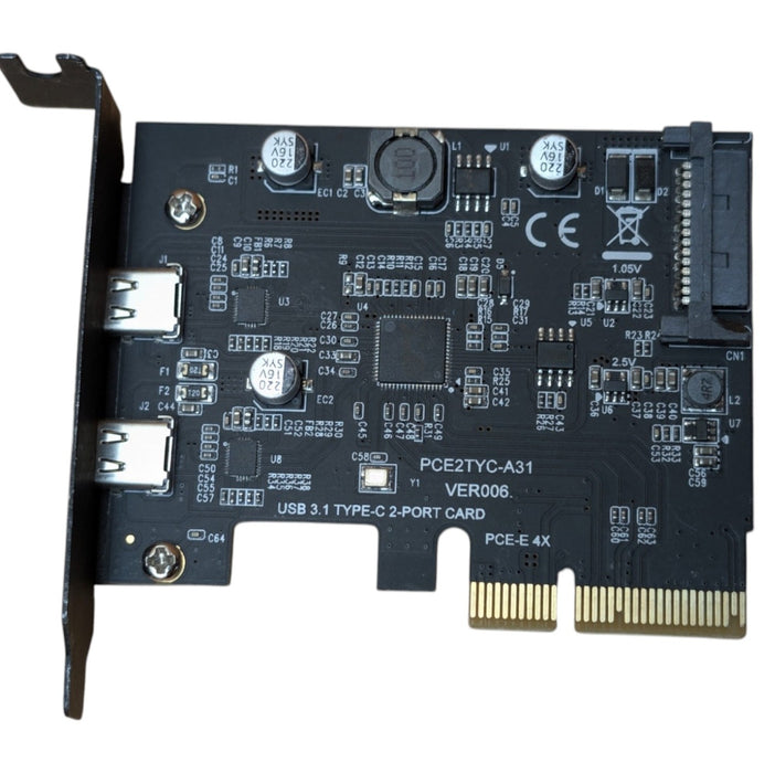 PCE2TYC-A31 VER006 PCIe x4 to 2-Port USB 3.1 Type-C Expansion Card