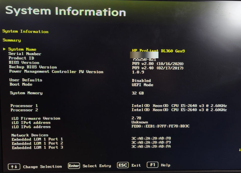HP ProLiant DL360 Gen9 8x SFF - 2x Xeon E5-2640 v3 32GB P440ar 2x 800W PSU