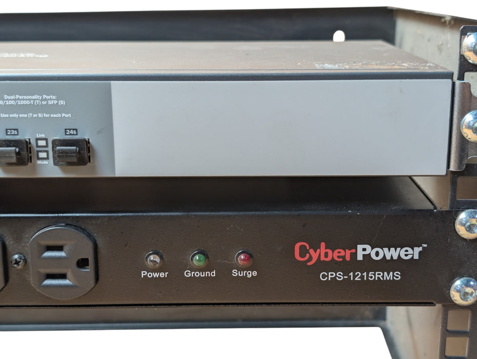 6U Rack with HP ProCurve 1810G-24 J9450A Switch & CyberPower CPS-1215RMS PDU
