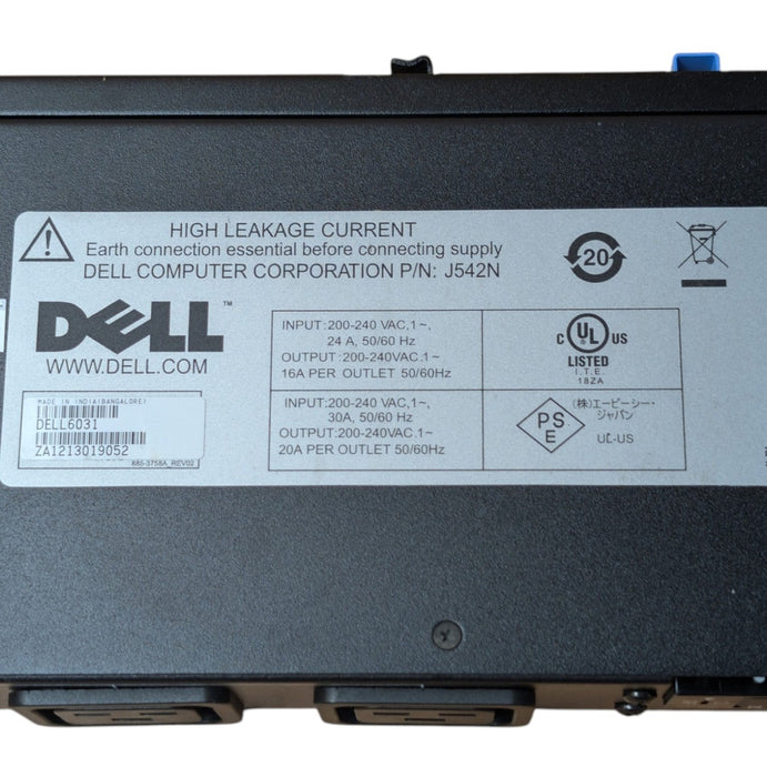 Dell J542N DELL6031 - 4x IEC C19 Outlets 200-240V 24A/30A PDU L6-30P