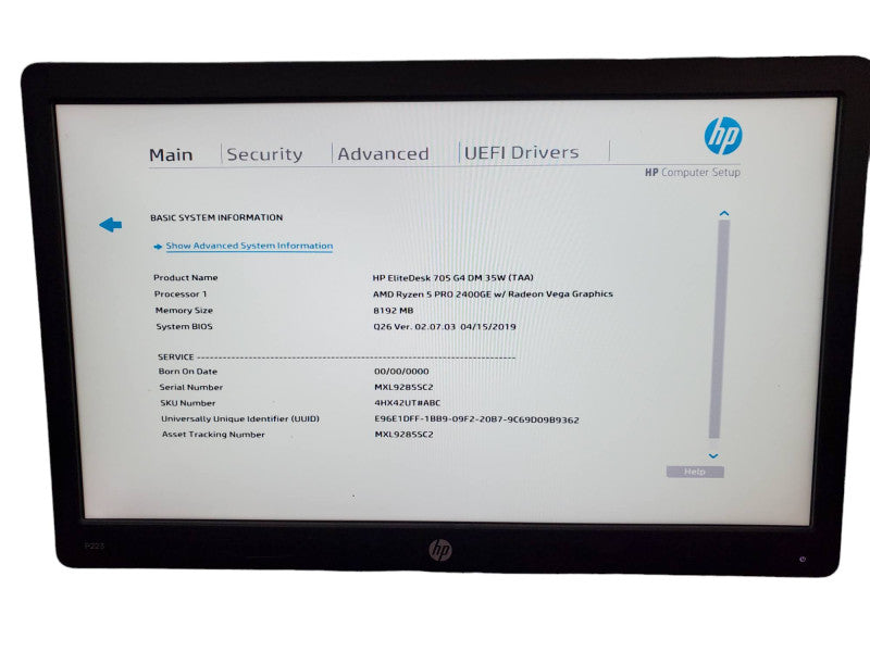 HP EliteDesk 705 G4 AMD Ryzen PRO 2400GE 8GB RAM NO HDD @