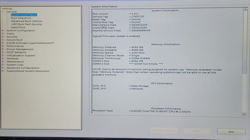 Dell Optiplex 3060 Micro i5-8500T 2.10GHz 8GB 512GB NVMe SSD