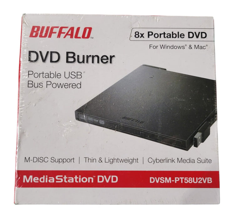 Buffalo MediaStation DVD DVSM-PT58U2VB - 8x Portable USB DVD Burner M-DISC