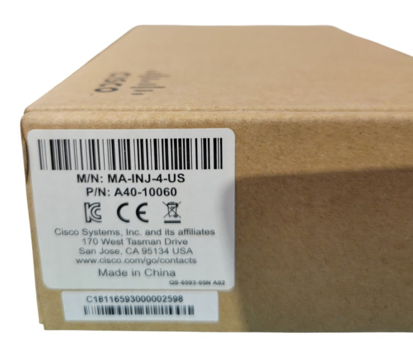 Cisco Meraki MA-INJ-4-US PoE+ Injector