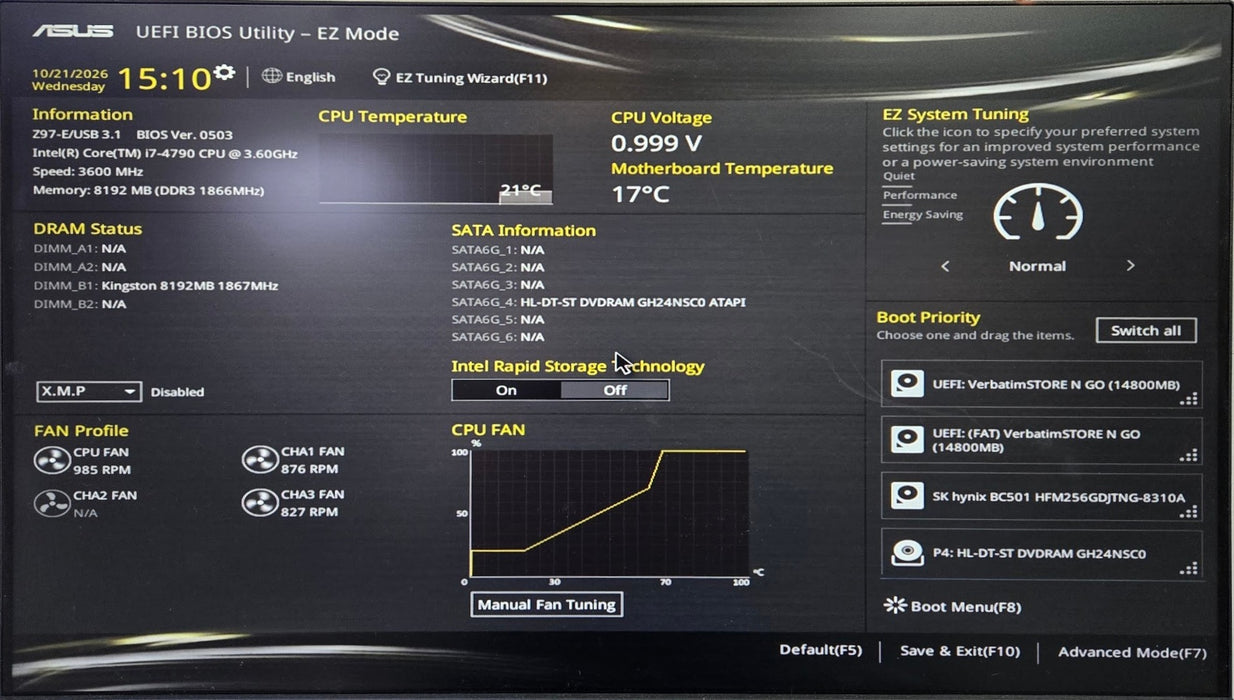 Custom PC - Core i7-4790 8GB RAM 256GB SSD ASUS Z97-E CX500