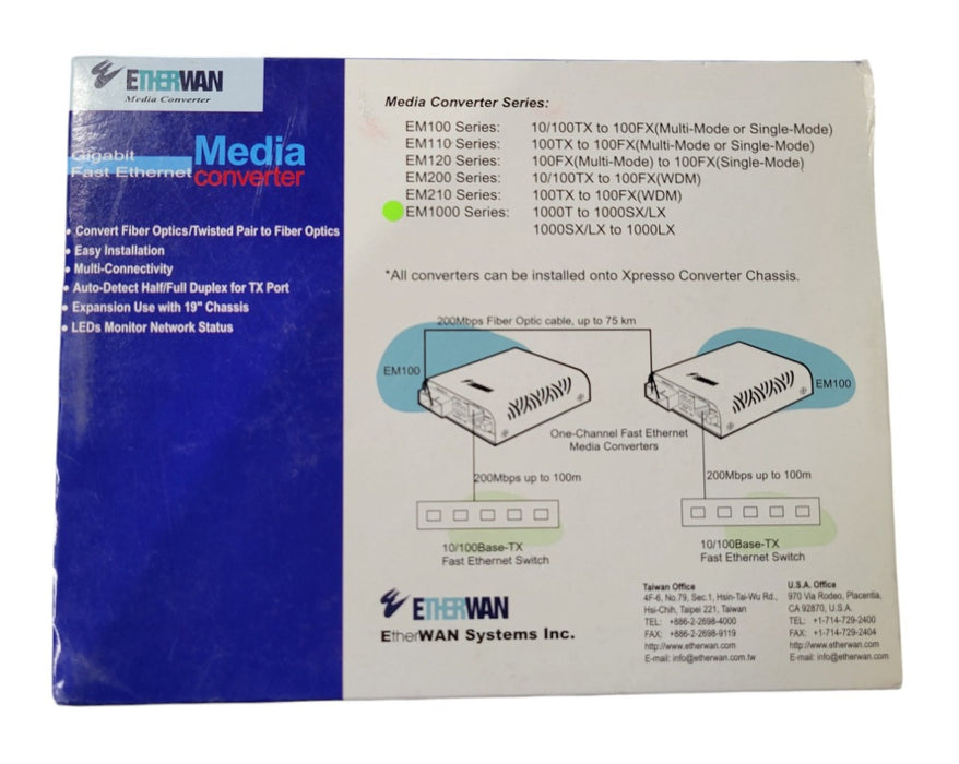 EtherWAN EM1000TSC Gigabit Media Converter 1000T to 1000SX SC