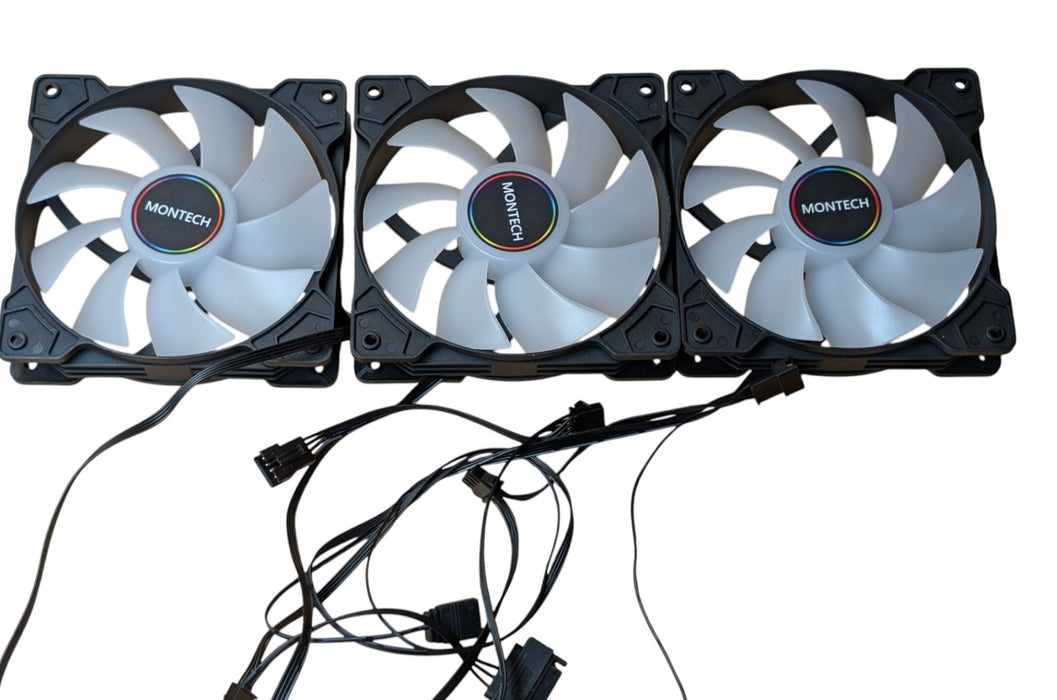 Lot of 30x Montech Daisy Chain RGB Case Fans READ