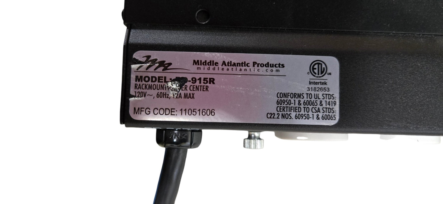 Middle Atlantic PD-915R - 1U 9-Outlet 15A Rackmount Power Distribution Unit