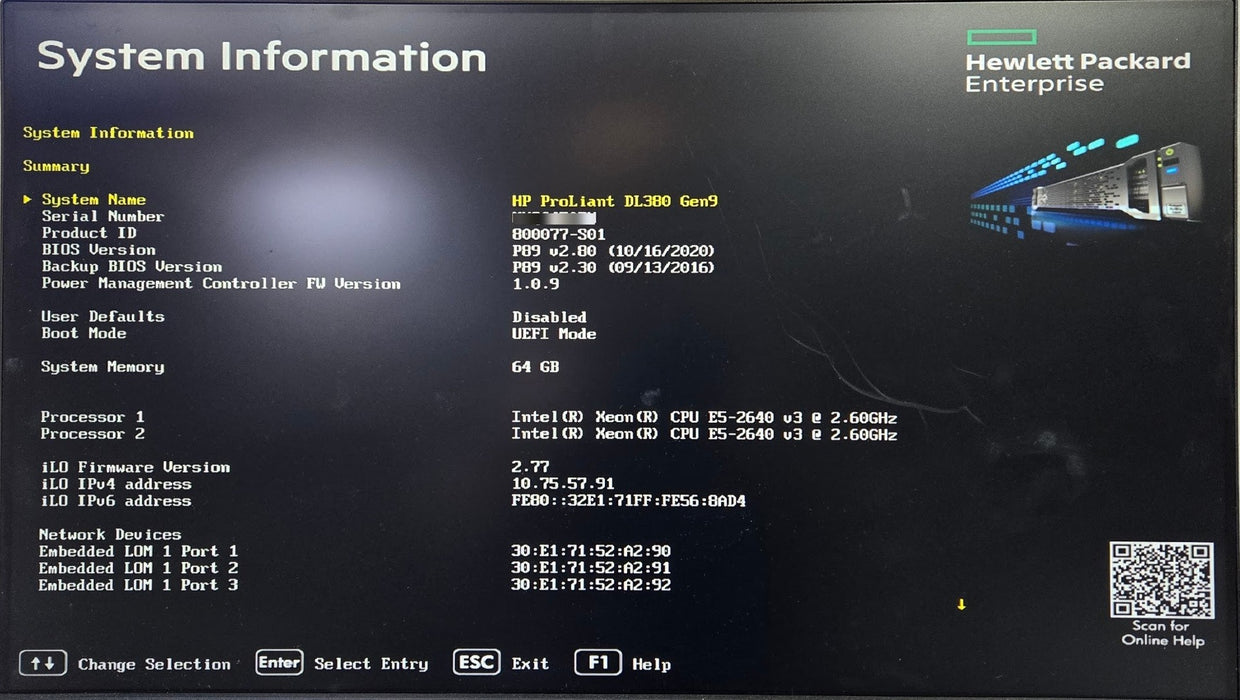HPE ProLiant DL380 Gen9 - 2x Xeon E5-2640 v3 64GB RAM P440ar 2x 500W PSU